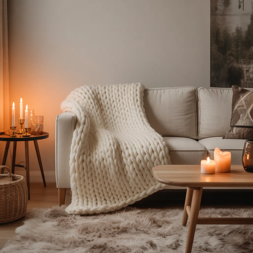 Modern living room with white sofa and arched wall niche