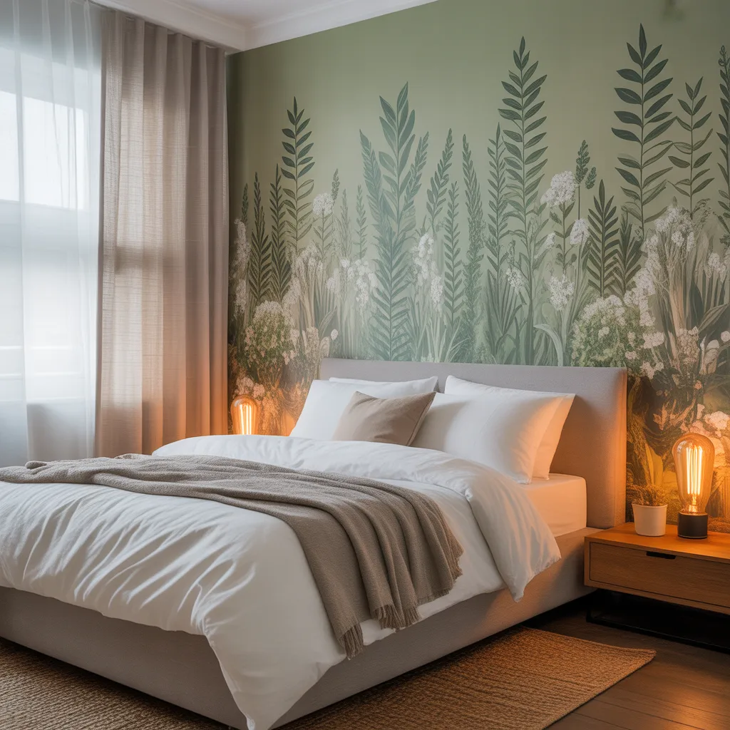 peel and stick wallpaper accent wall bedroom decor idea