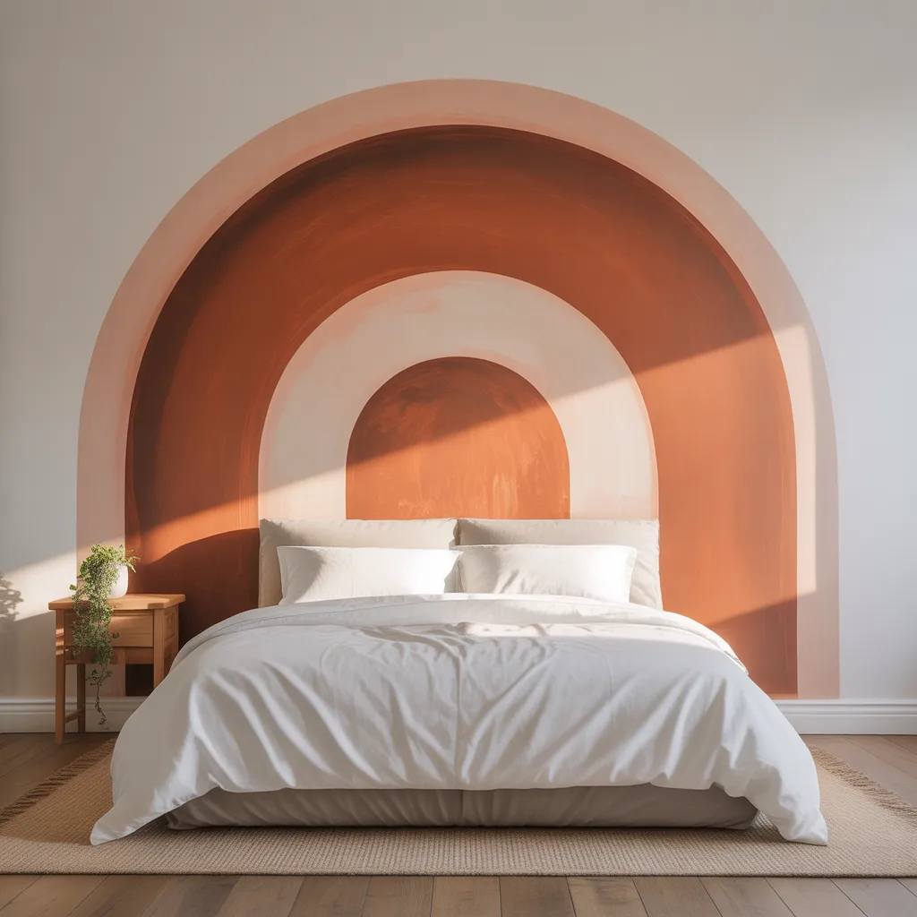 faux headboard painted wall cheap bedroom decor idea