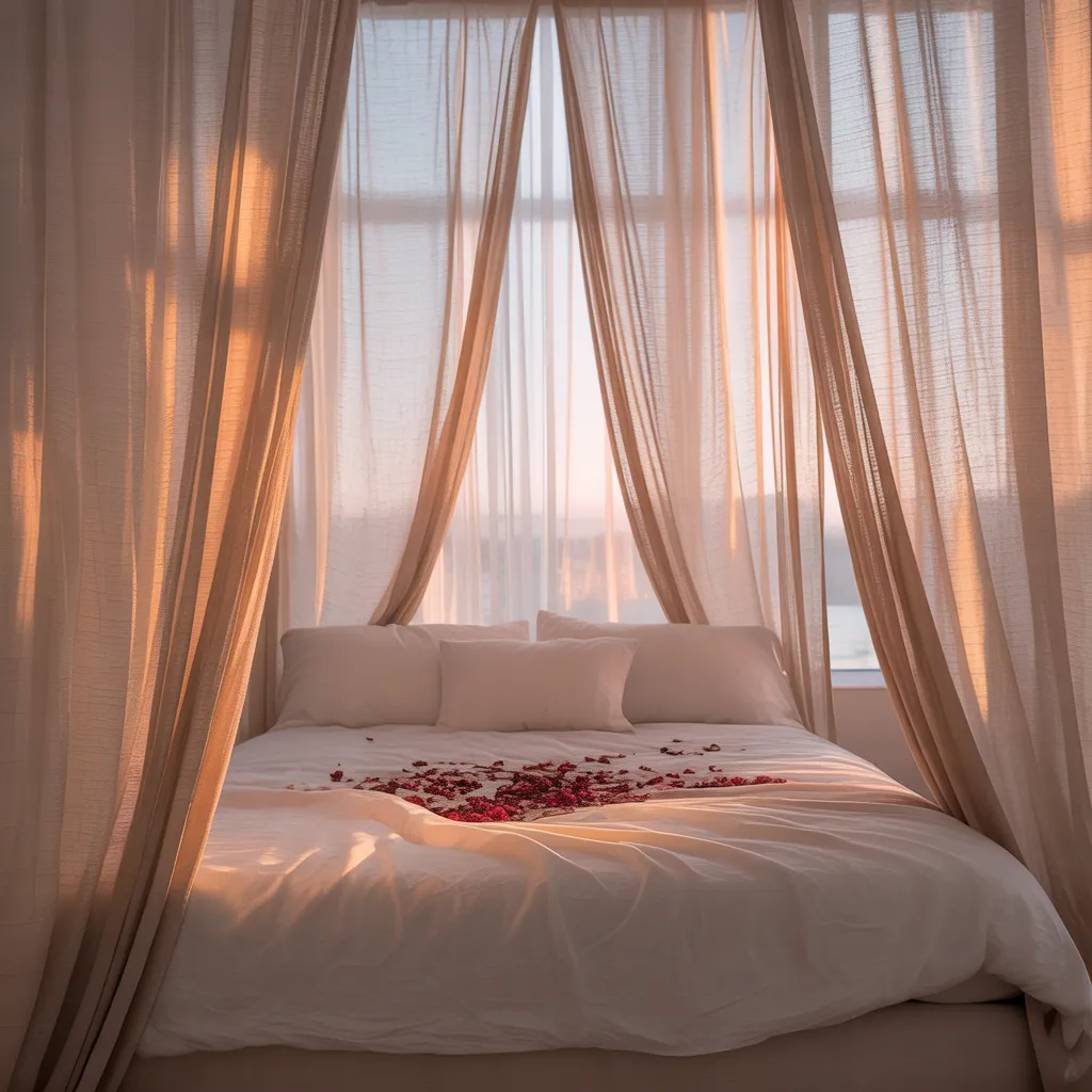 sheer floor to ceiling curtain canopy dreamy bedroom idea