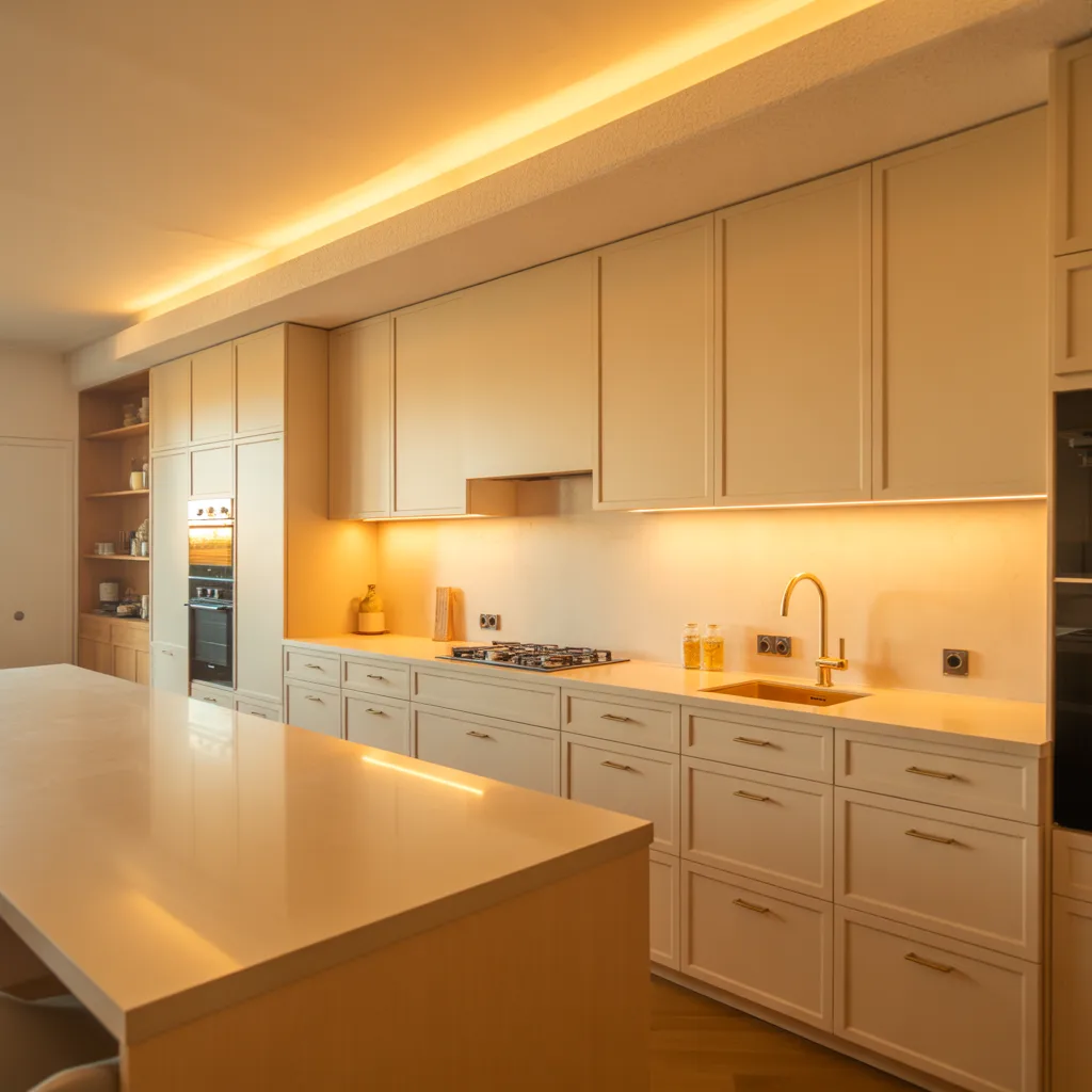 warm minimalist kitchen matte cream cabinetry 2026