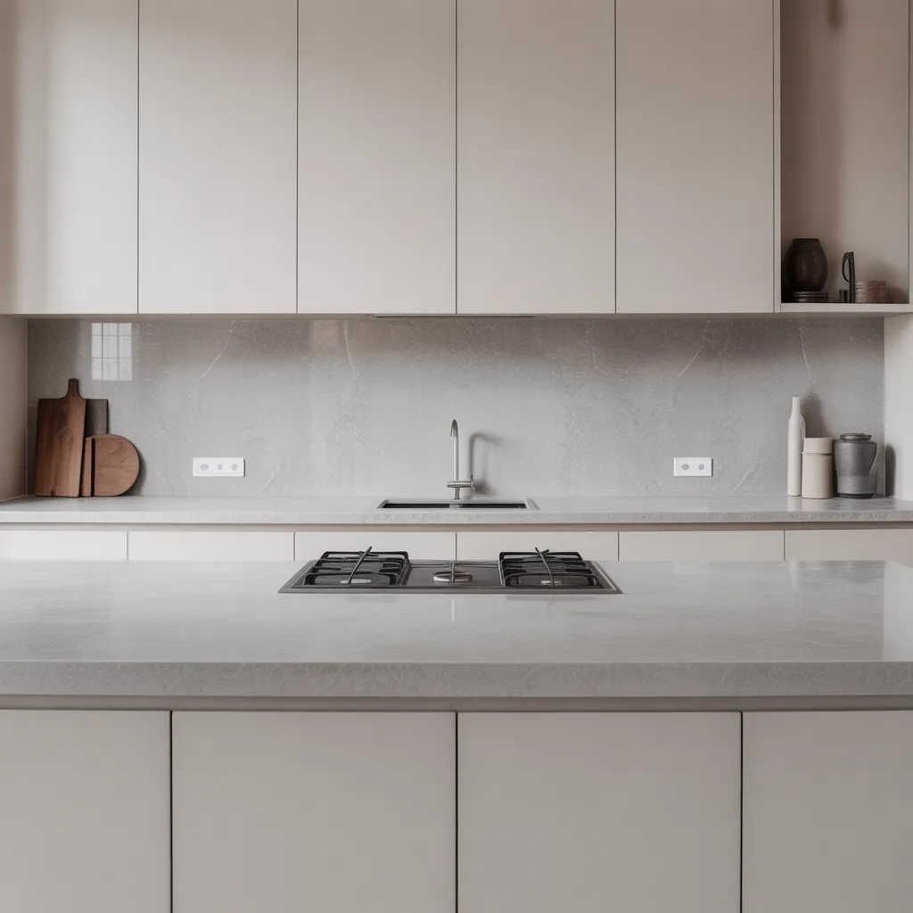 Modern minimalist kitchen with countertop.