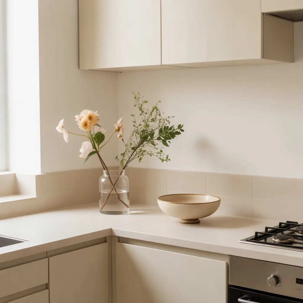 decluttered minimalist small kitchen clean counter aesthetic