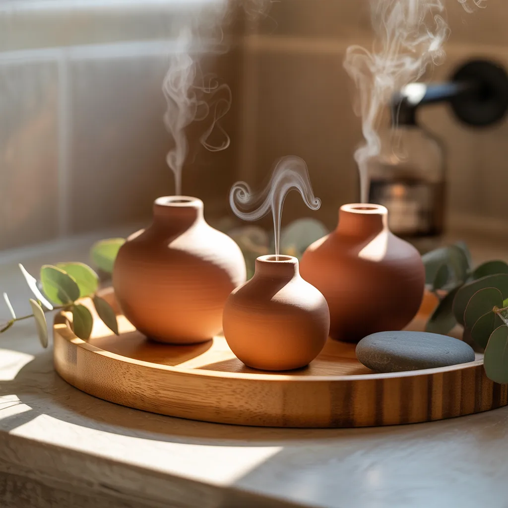 Smart terracotta humidifier with ultrasonic technology for non-toxic bedroom