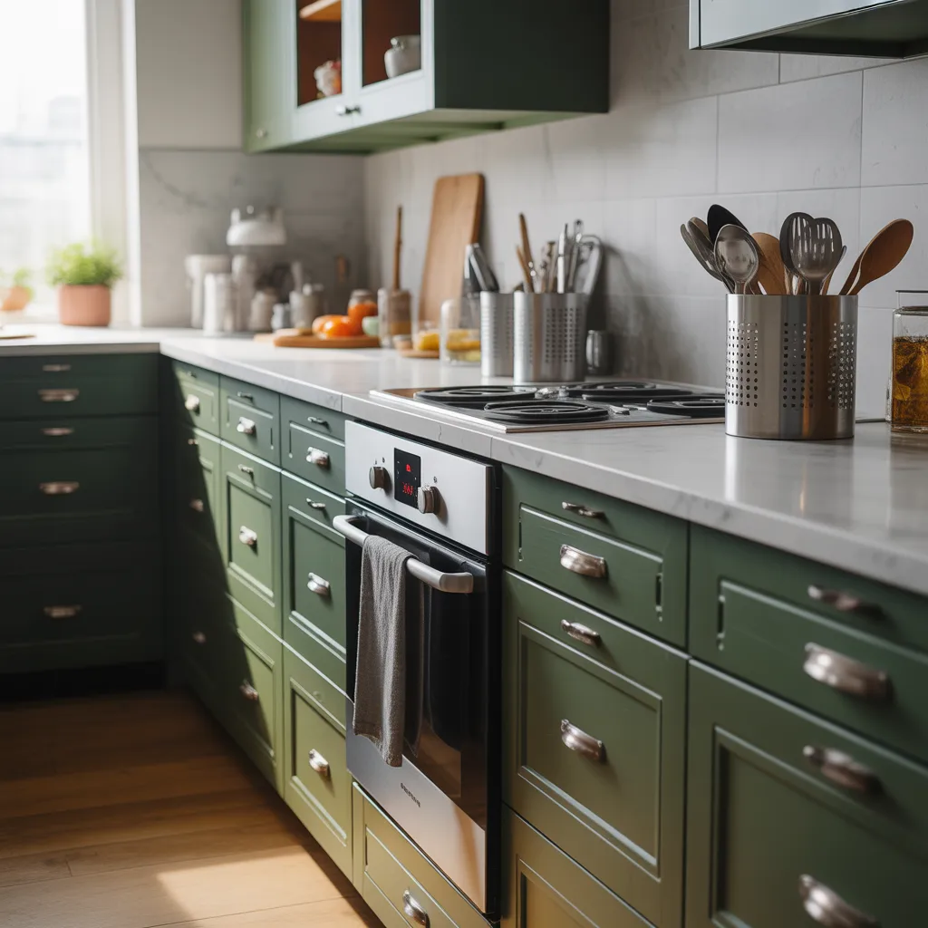 Brushed silver cabinet pulls on dark kitchen cabinets 2026