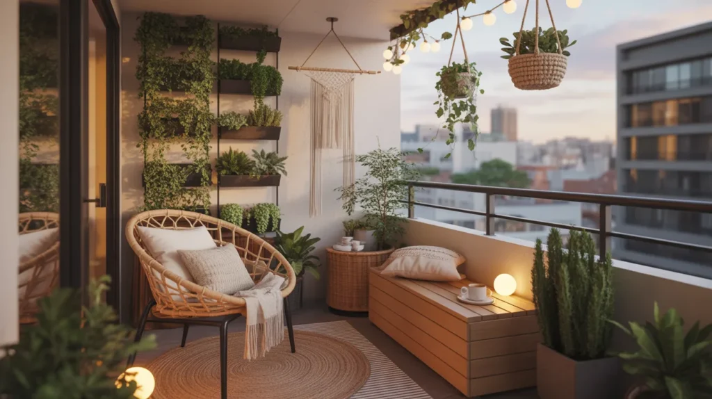 viral hacks for small outdoor spaces with cozy balcony wellness setup