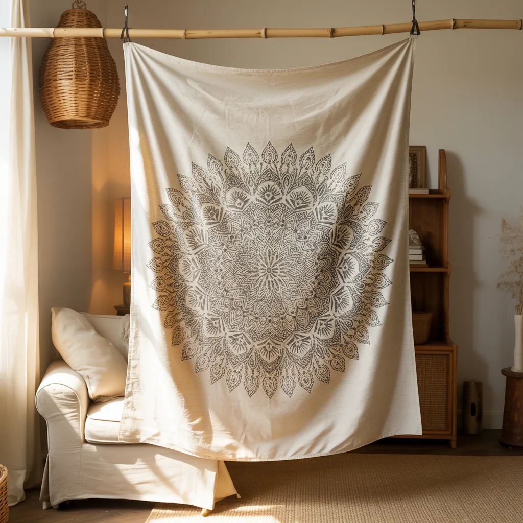 Hand block printed cotton tapestry wall hanging boho home decor
