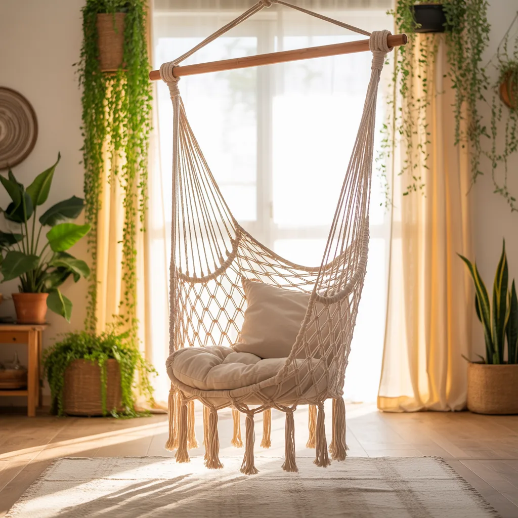 Natural cotton macramé hammock swing chair boho home