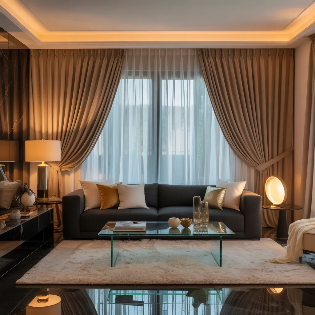 layered curtains with sheer and blackout panels