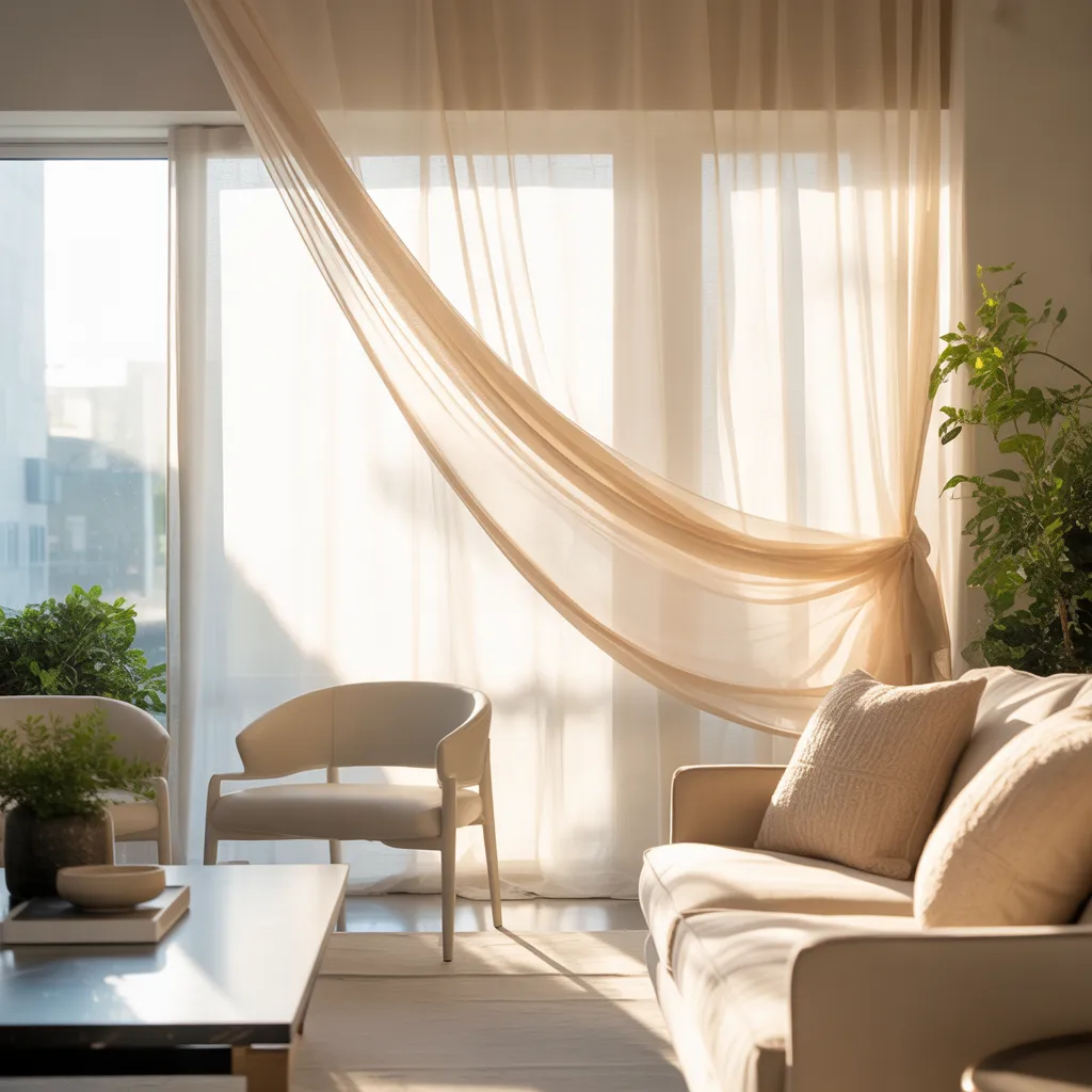 sheer white curtains with natural light