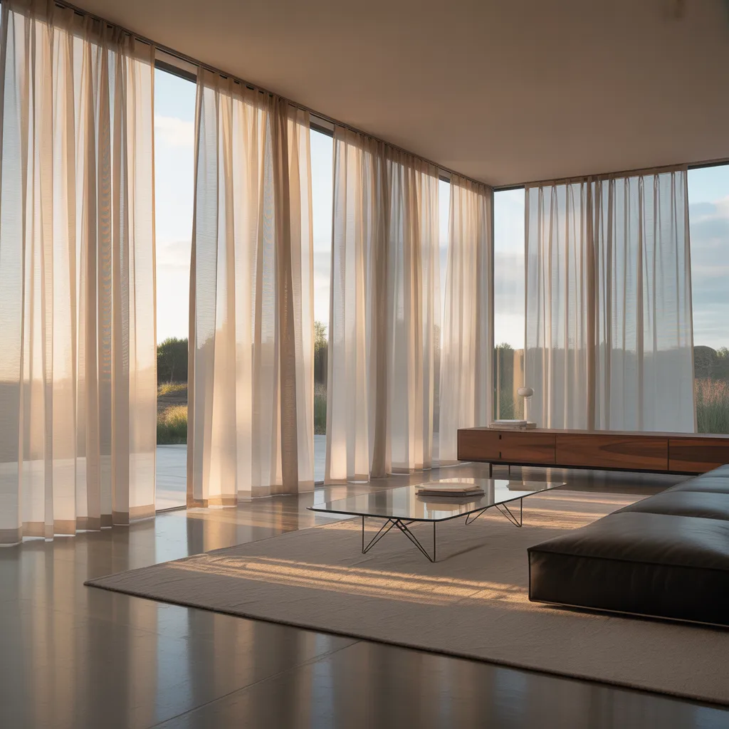 smart motorized curtains modern living room