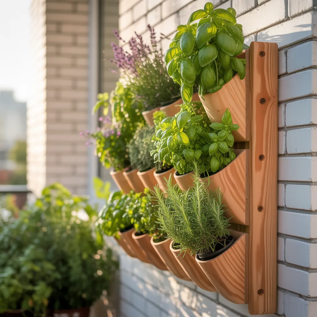 Vertical herb garden wall hack for small balcony space
