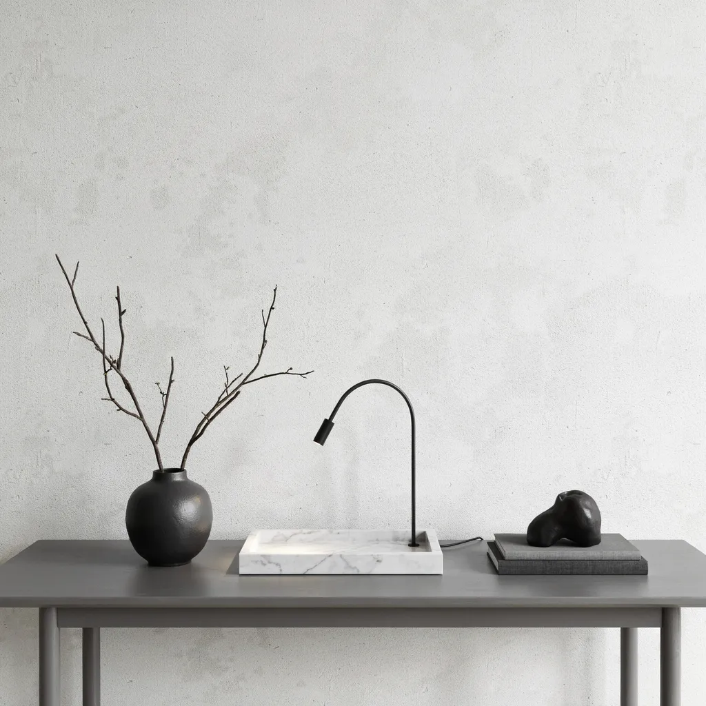 Monochromatic black console table styling