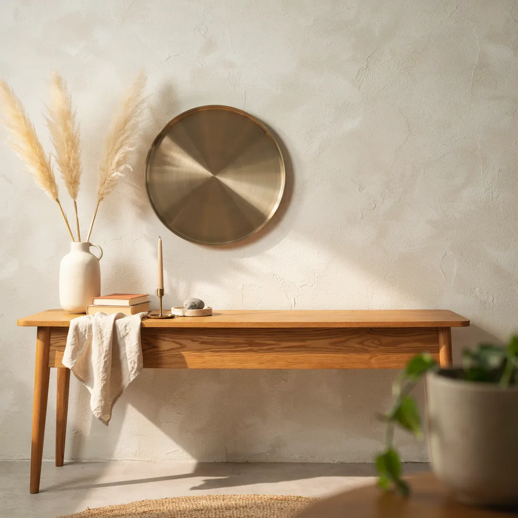 Minimalist console table with negative space styling