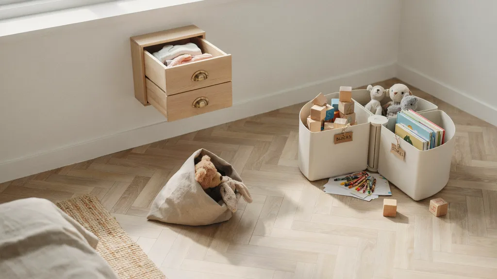 Unique toy storage ideas styled in small kids room