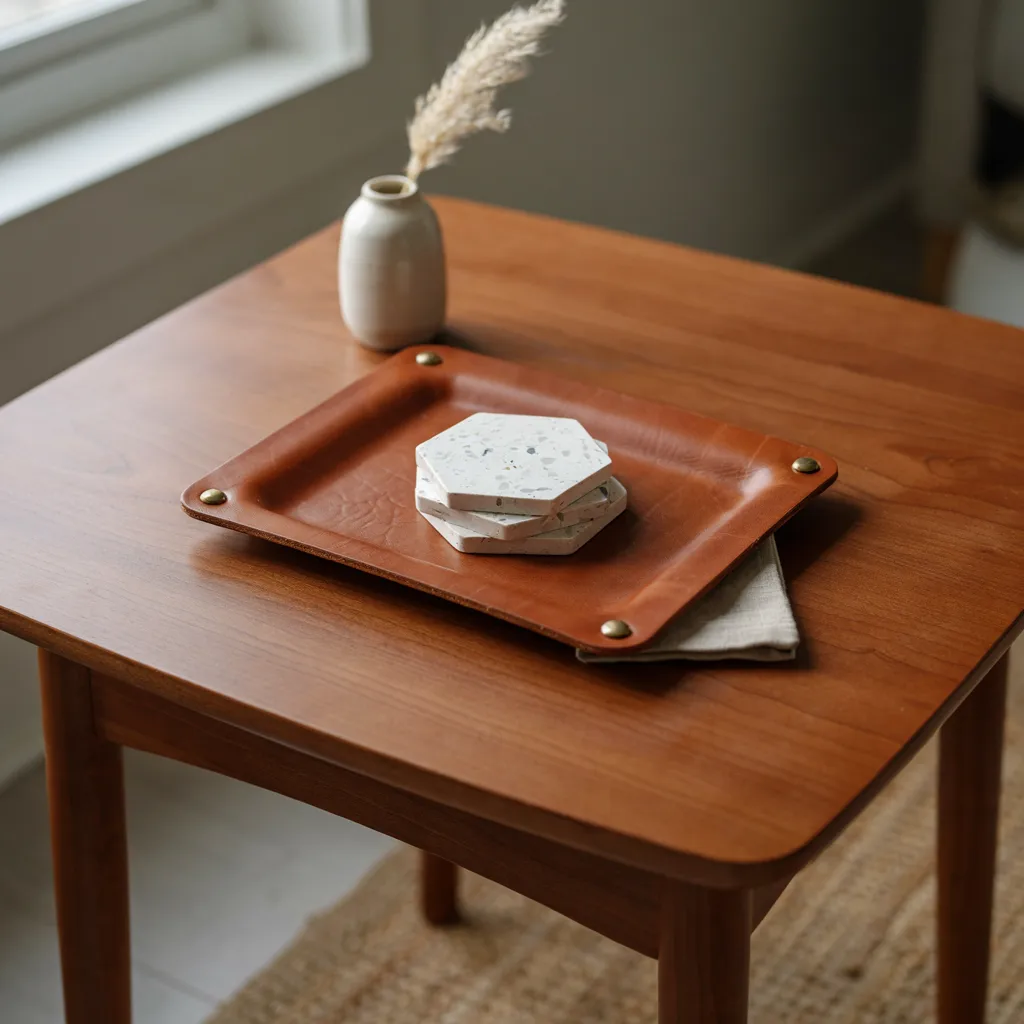 Terrazzo coaster leather tray DIY gift set
