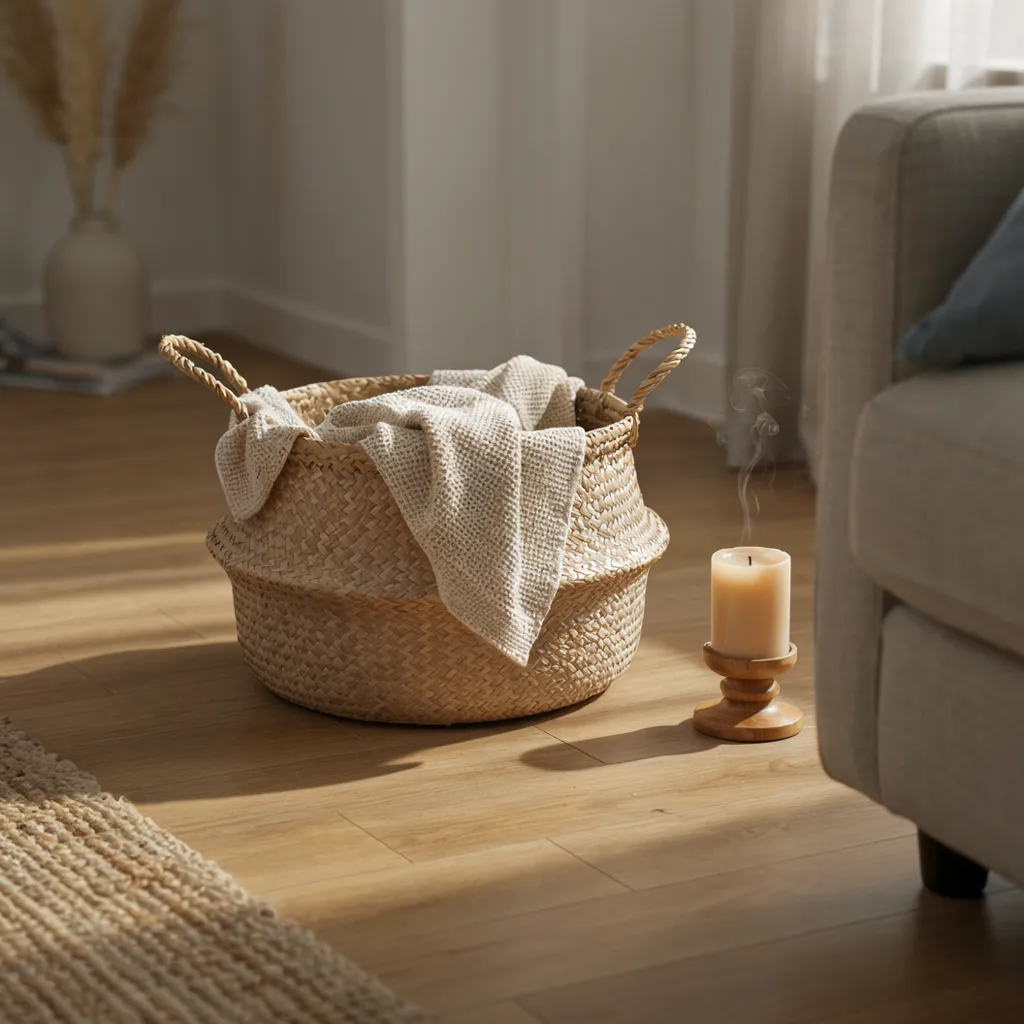 Woven basket throw blanket DIY gift set