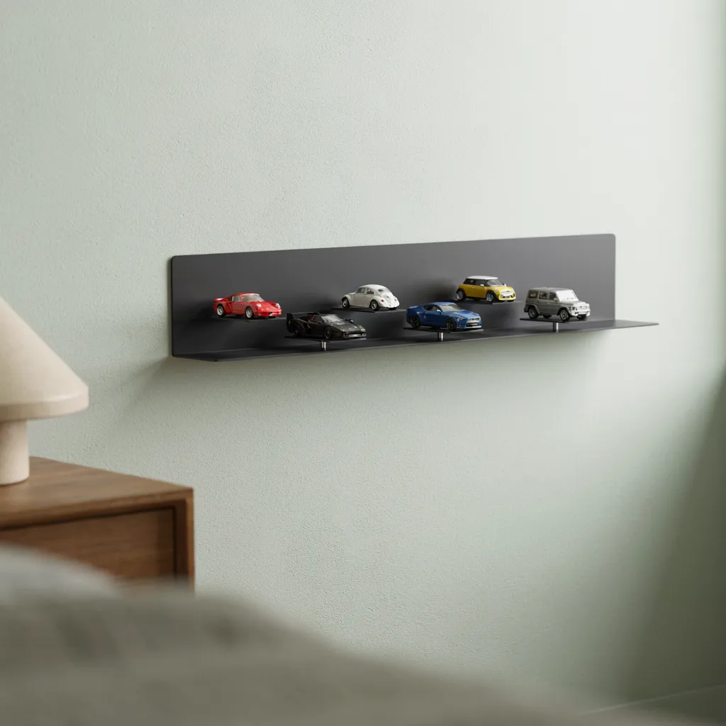 Magnetic wall panel with toy cars attached