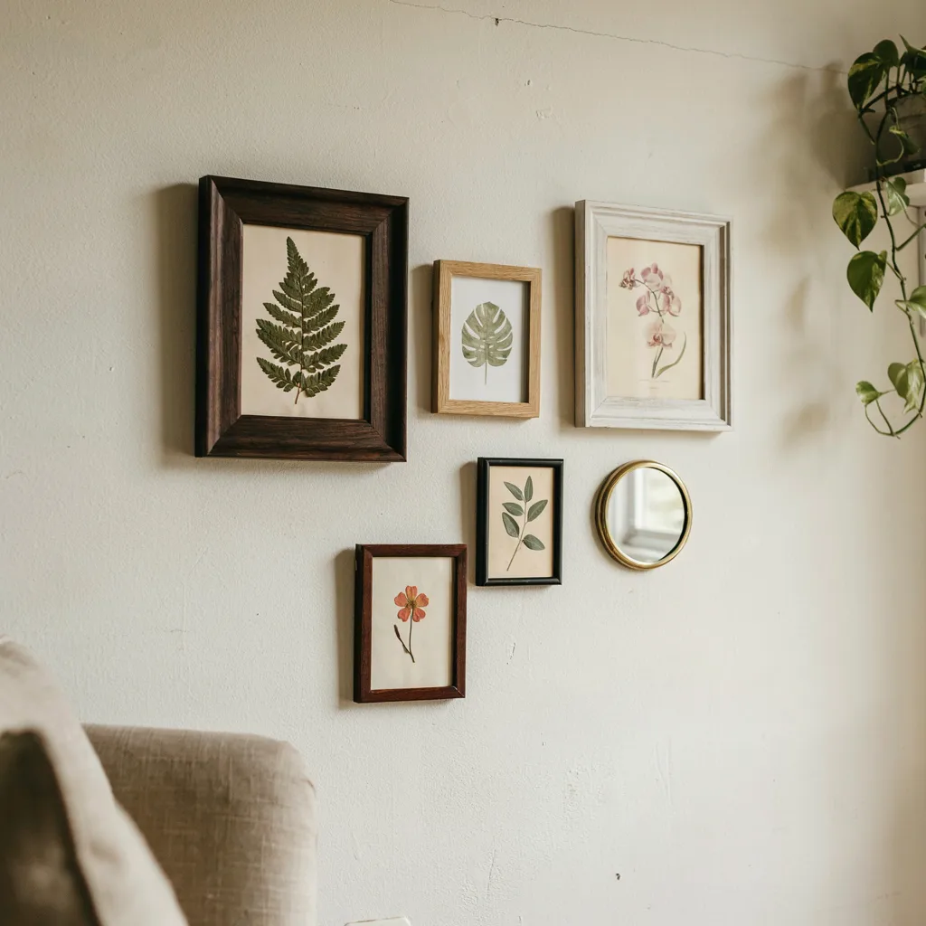 Gallery wall with mismatched frames