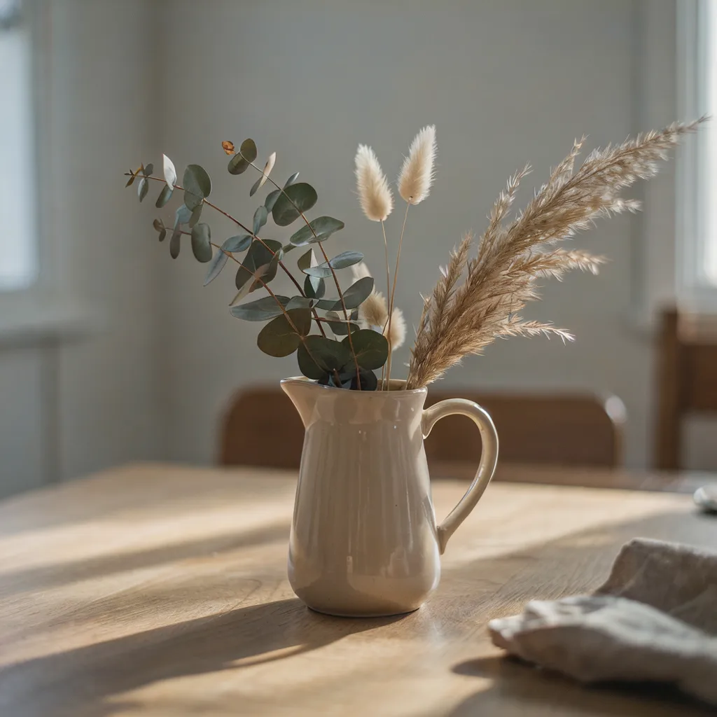 Ceramic pitcher dried botanicals DIY gift set