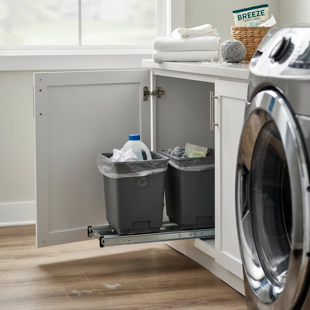 Concealed trash and recycling pull-out drawer

