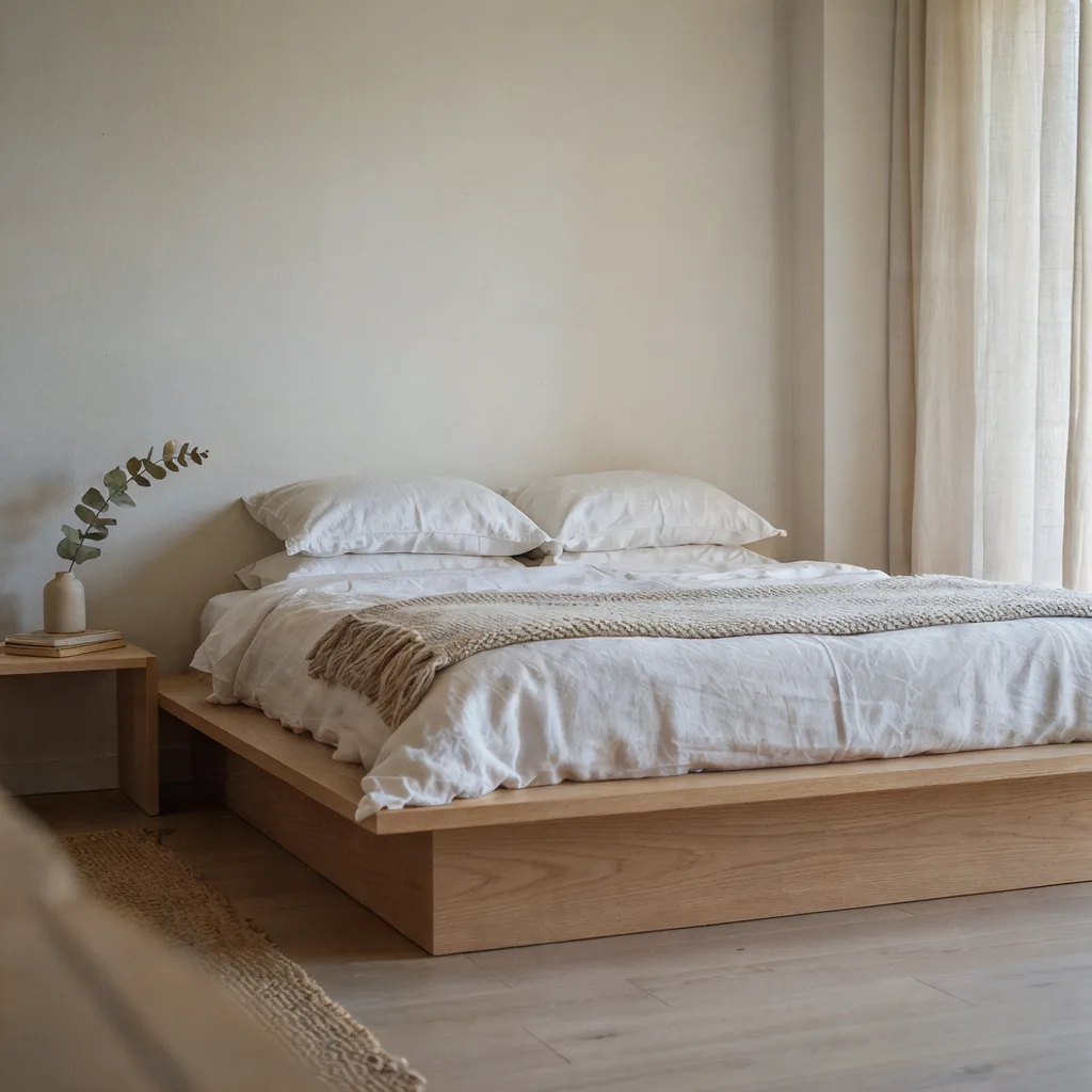 White linen bedding with knit throw blanket