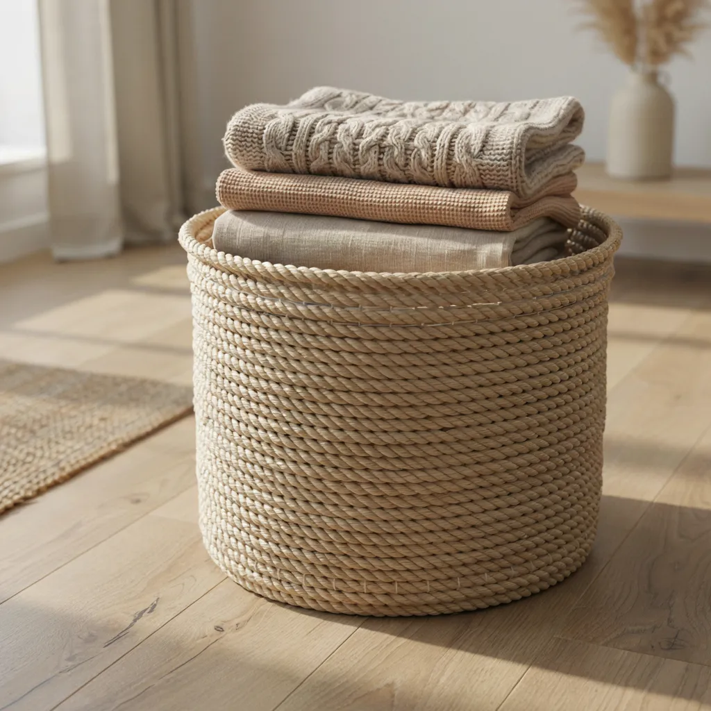 Chunky cotton rope storage basket DIY
