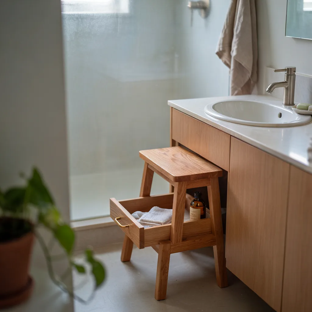 Step stool with hidden storage drawer