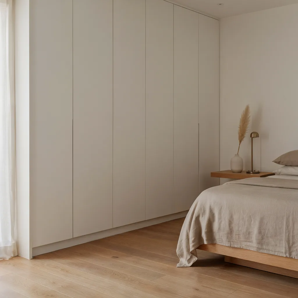 Flush-mount built-in wardrobes in modern bedroom
