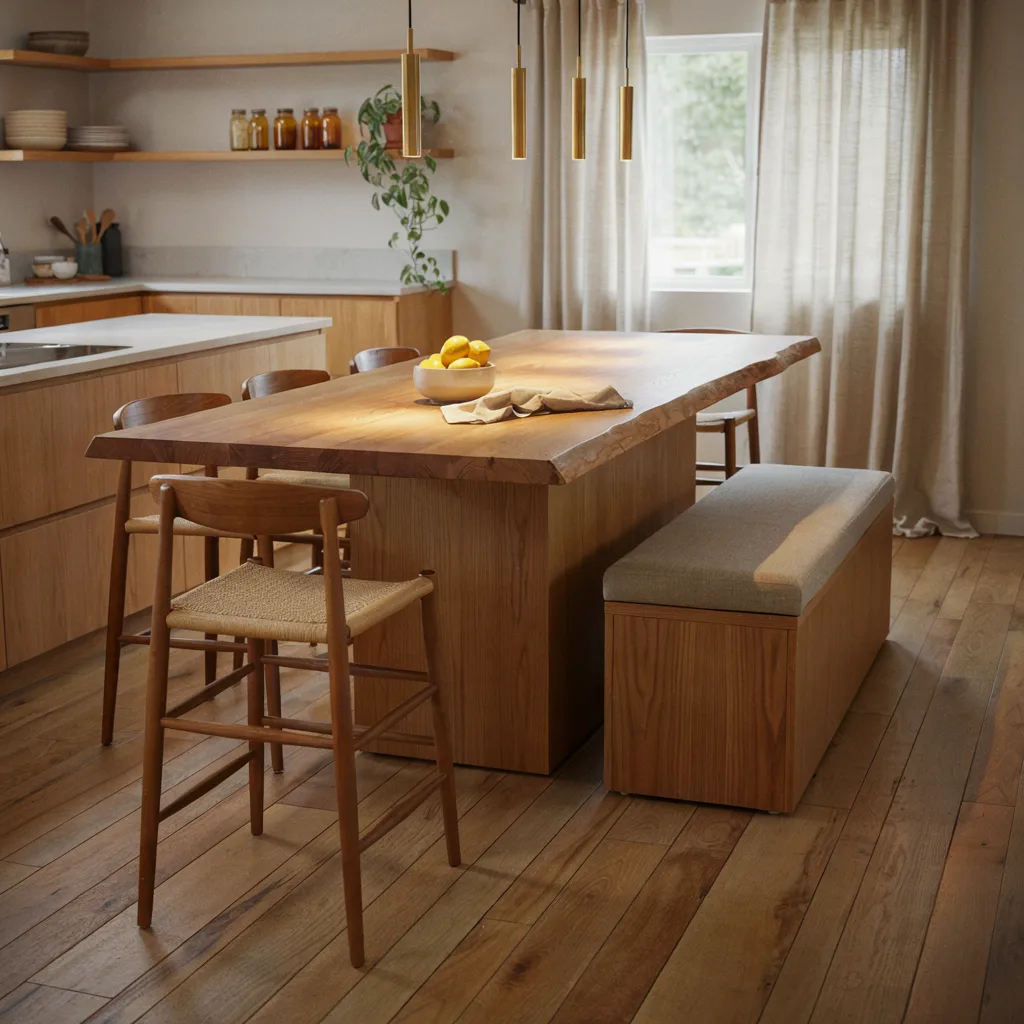 Mixed-height seating at kitchen island