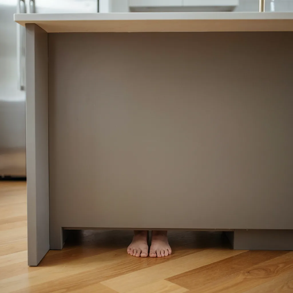 Recessed footwell at base of kitchen island