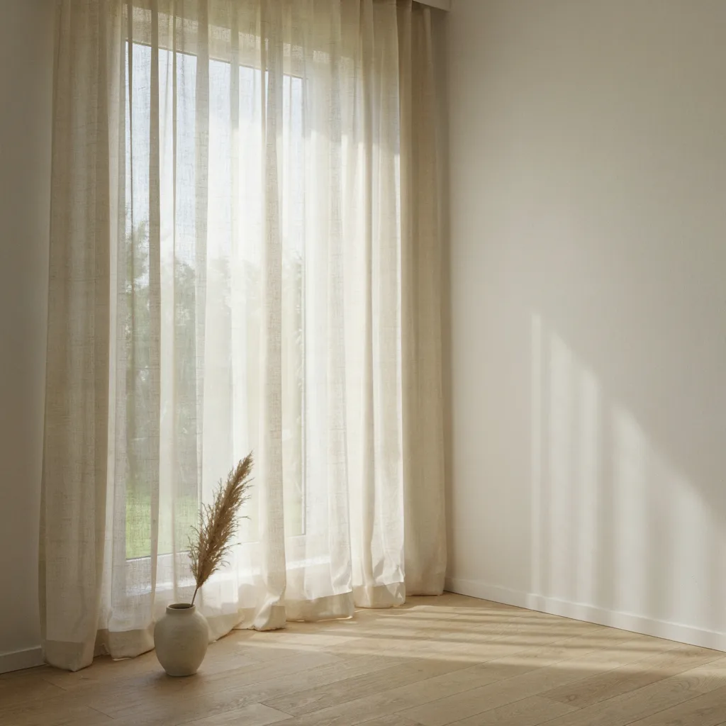Floor-to-ceiling curtains on ceiling-recessed track
