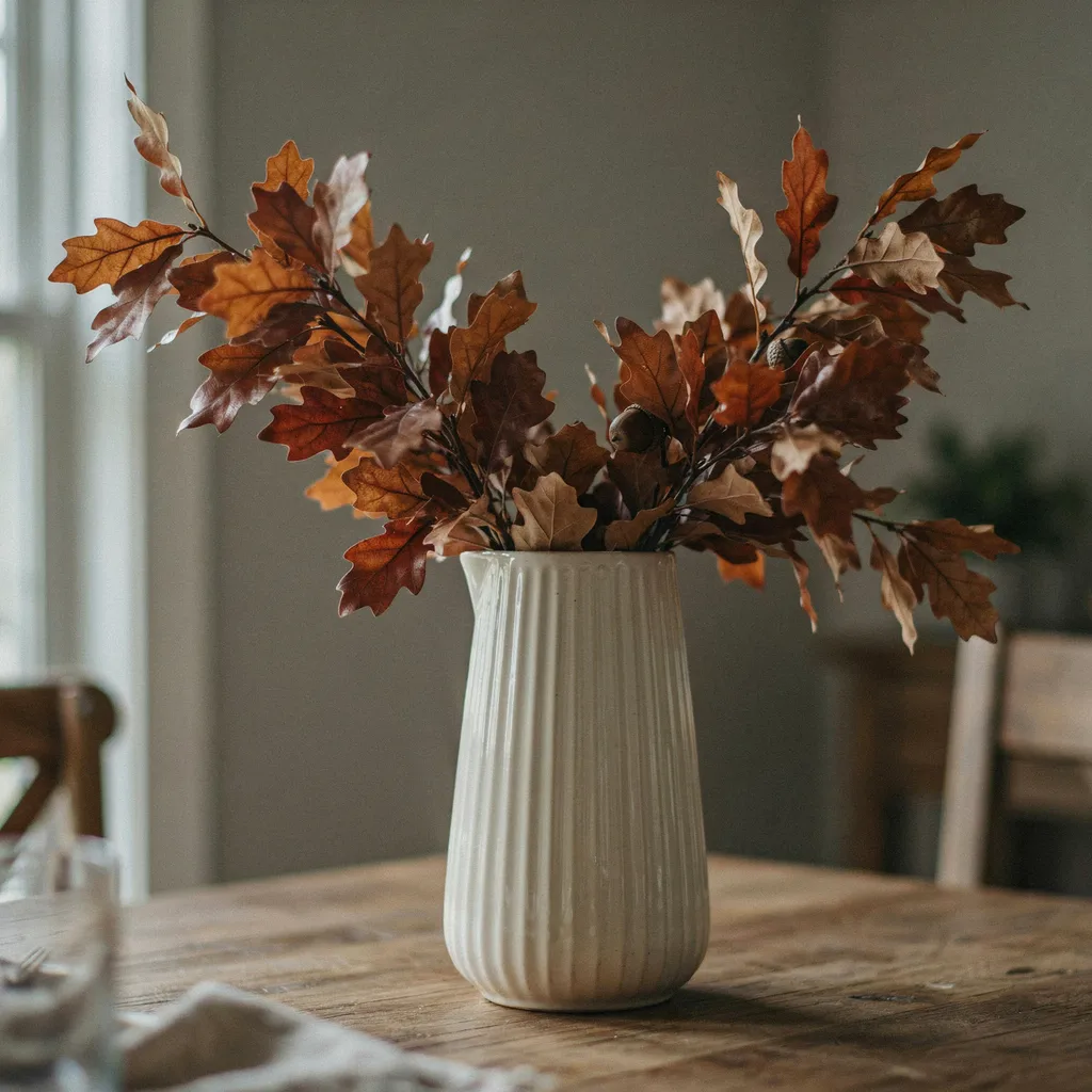 Ceramic pitcher with fall branches