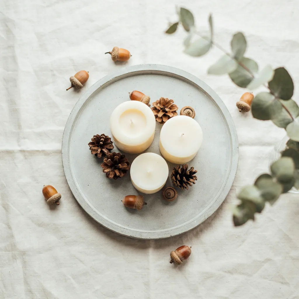 Stone tray with pillar candles