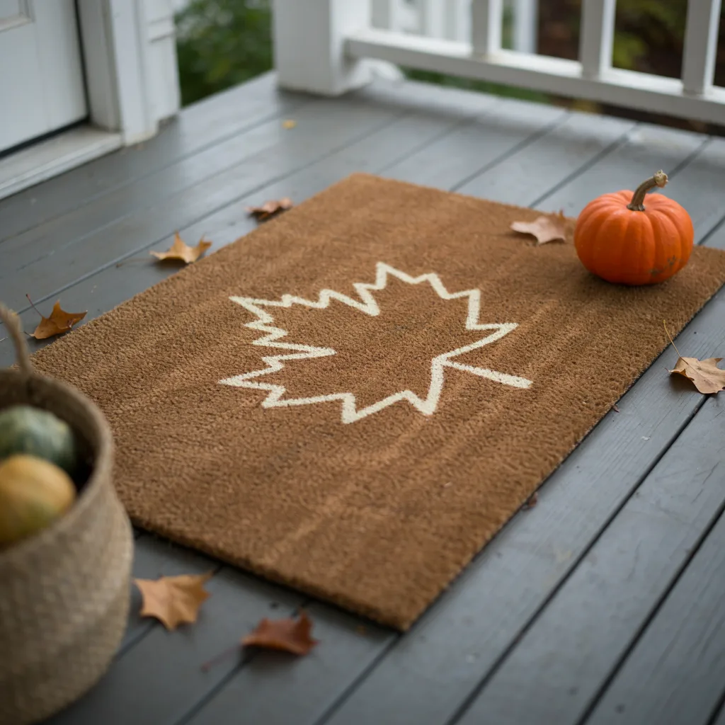 Stenciled coir doormat