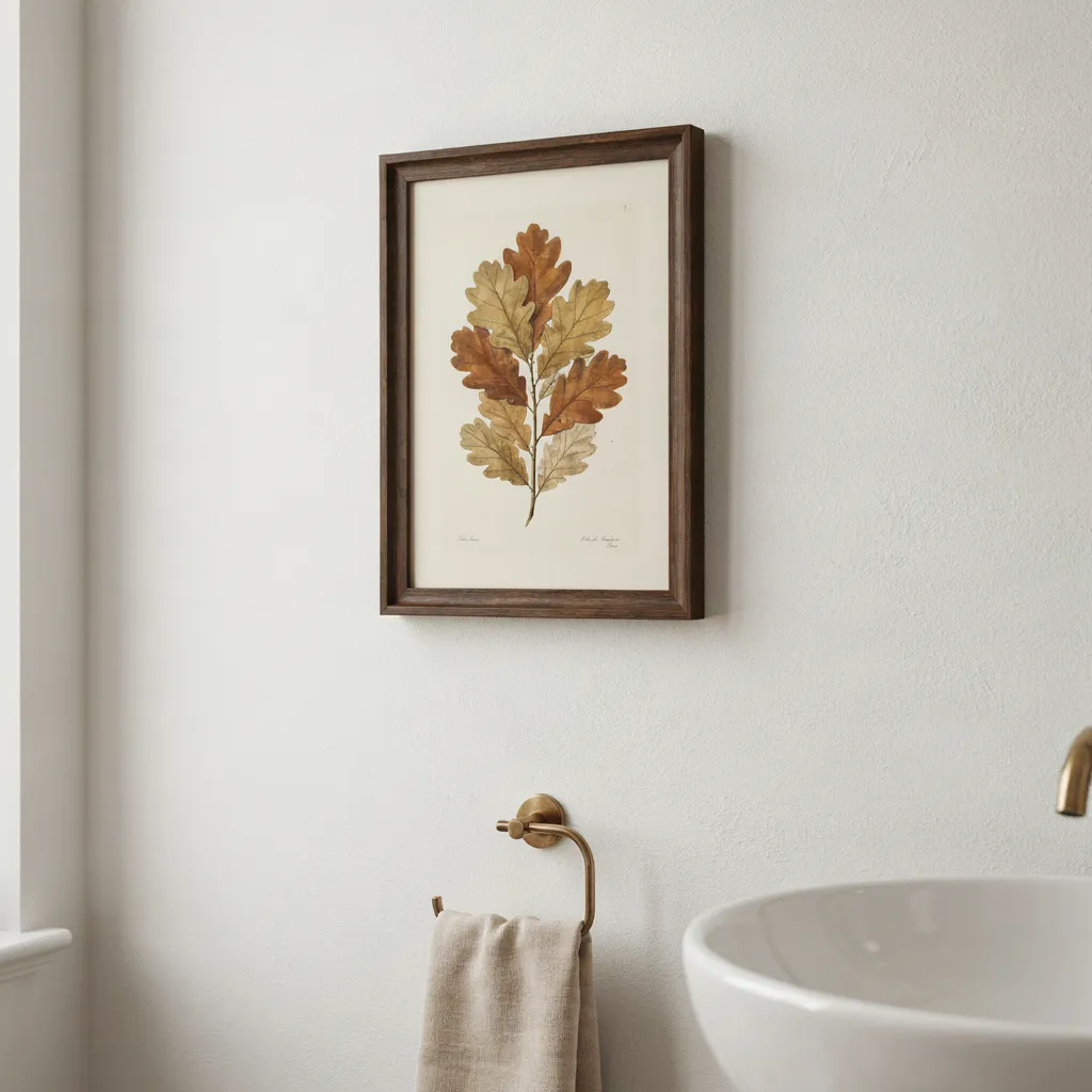 Botanical wall art in walnut frame
