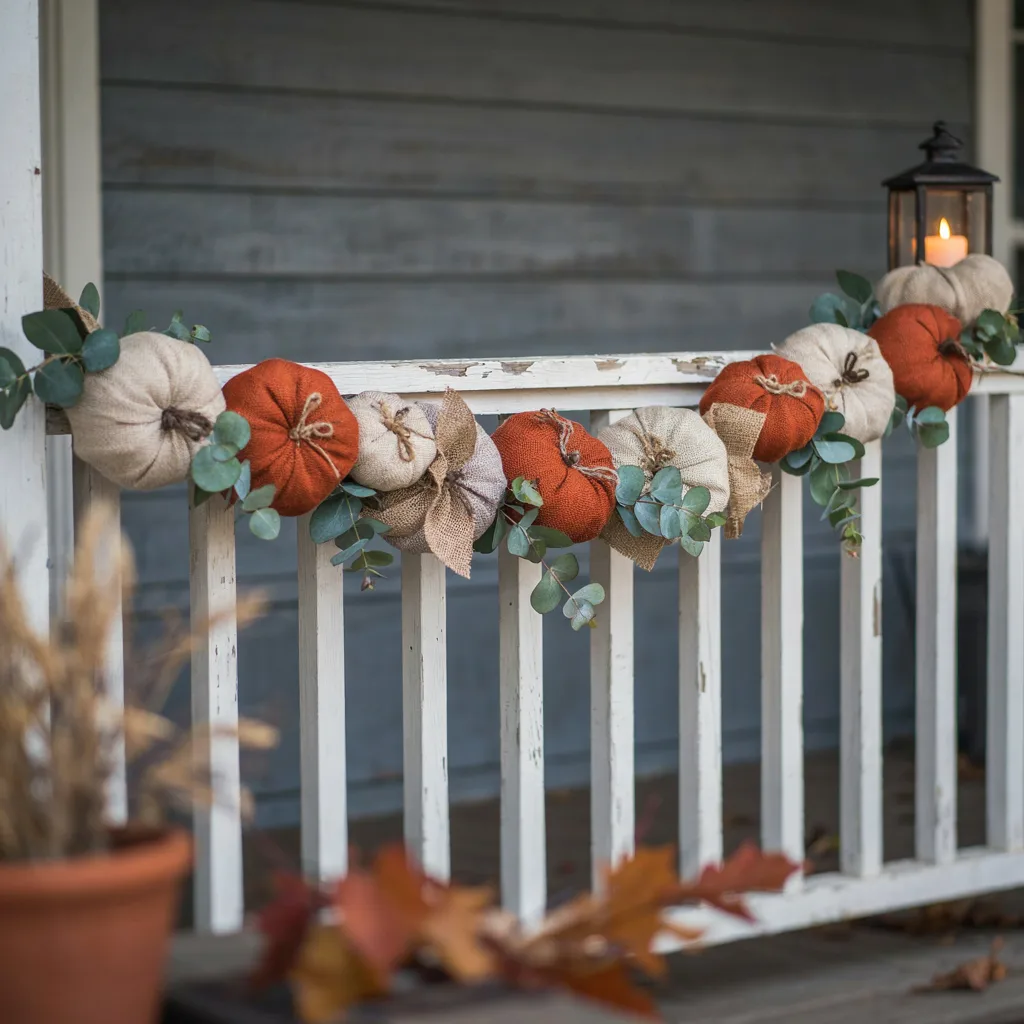 Burlap pumpkin garland