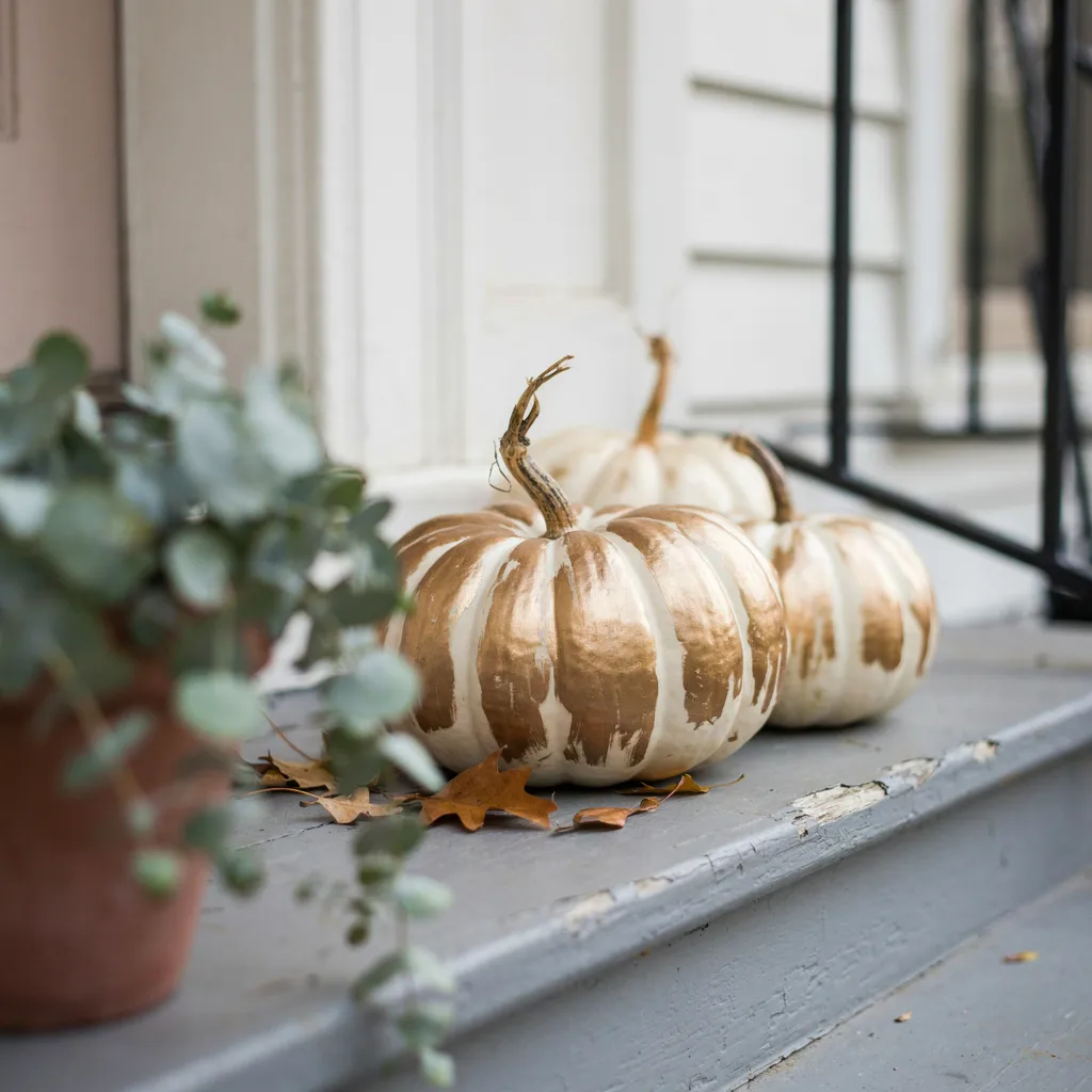 Gold-striped pumpkin trio